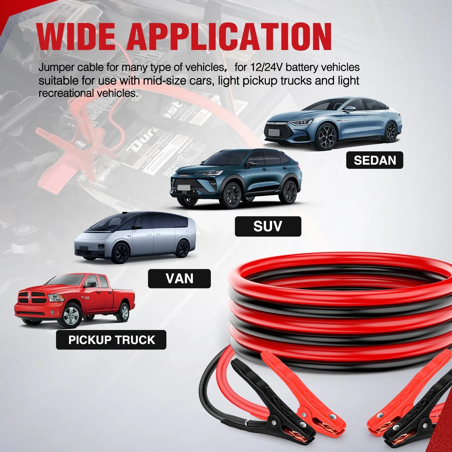10 Gauge 12 FT Heavy Duty Jumper Cable