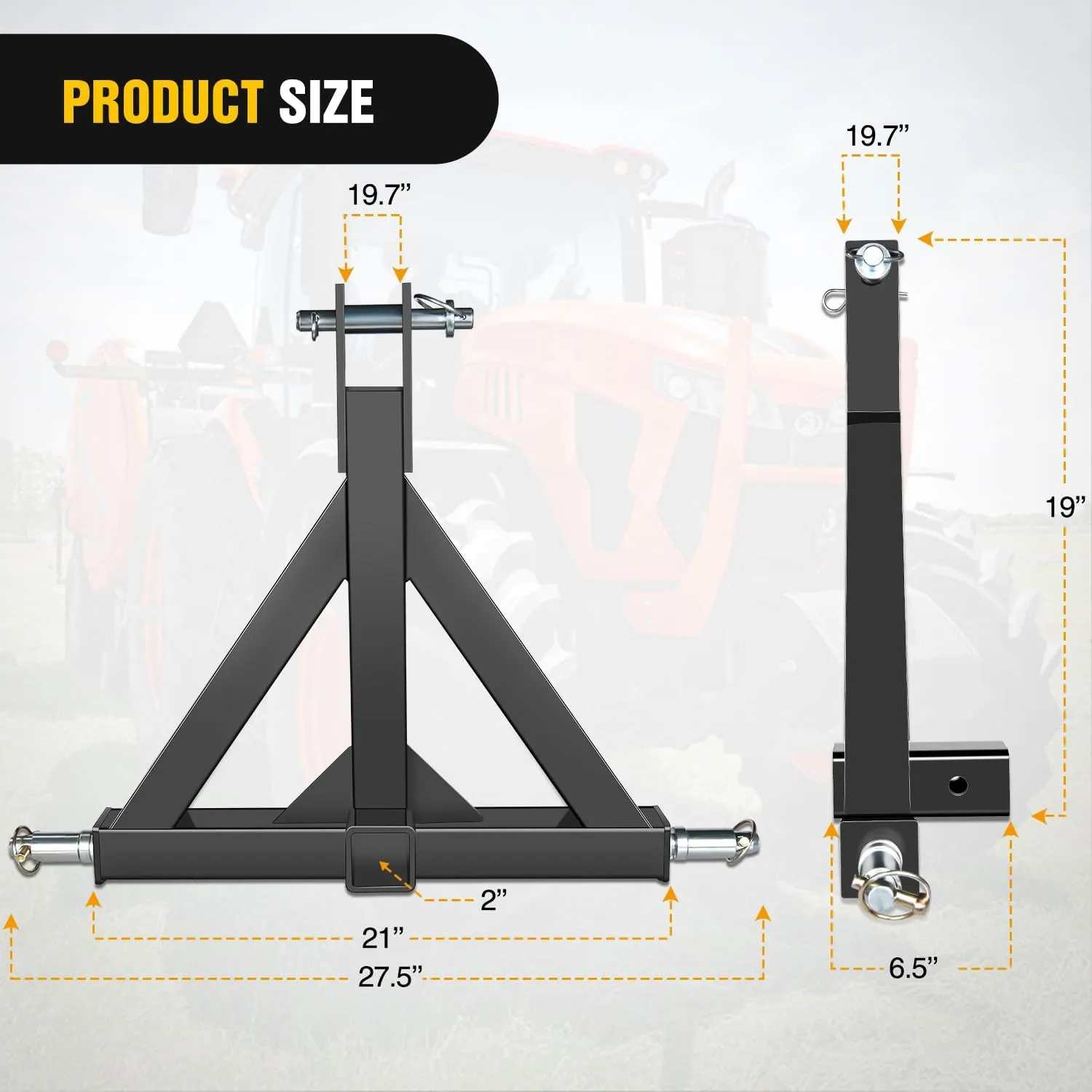 3 Point 2 Inch Trailer Hitch Kit For Category 1 Heavy Duty Tractor