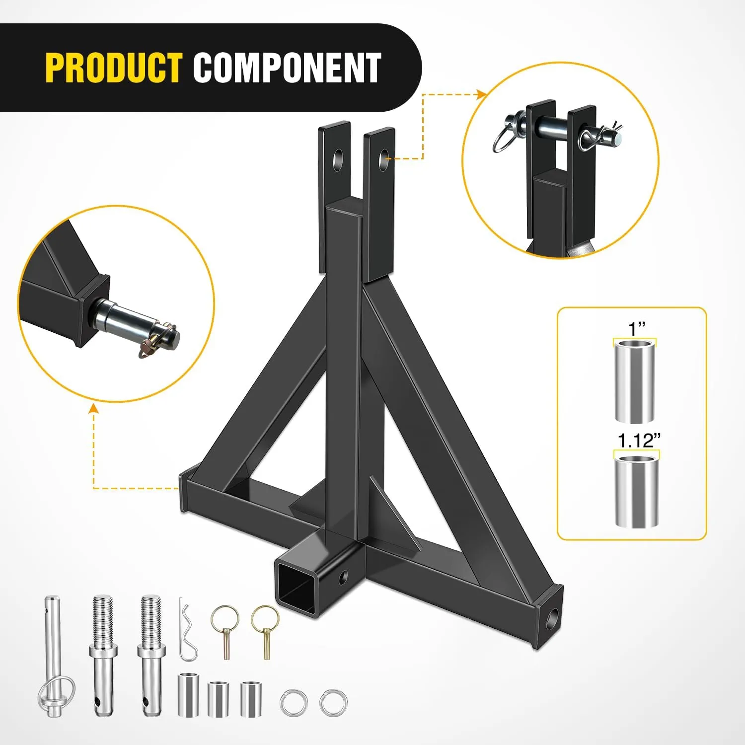 3 Point 2 Inch Trailer Hitch Kit For Category 1 Heavy Duty Tractor