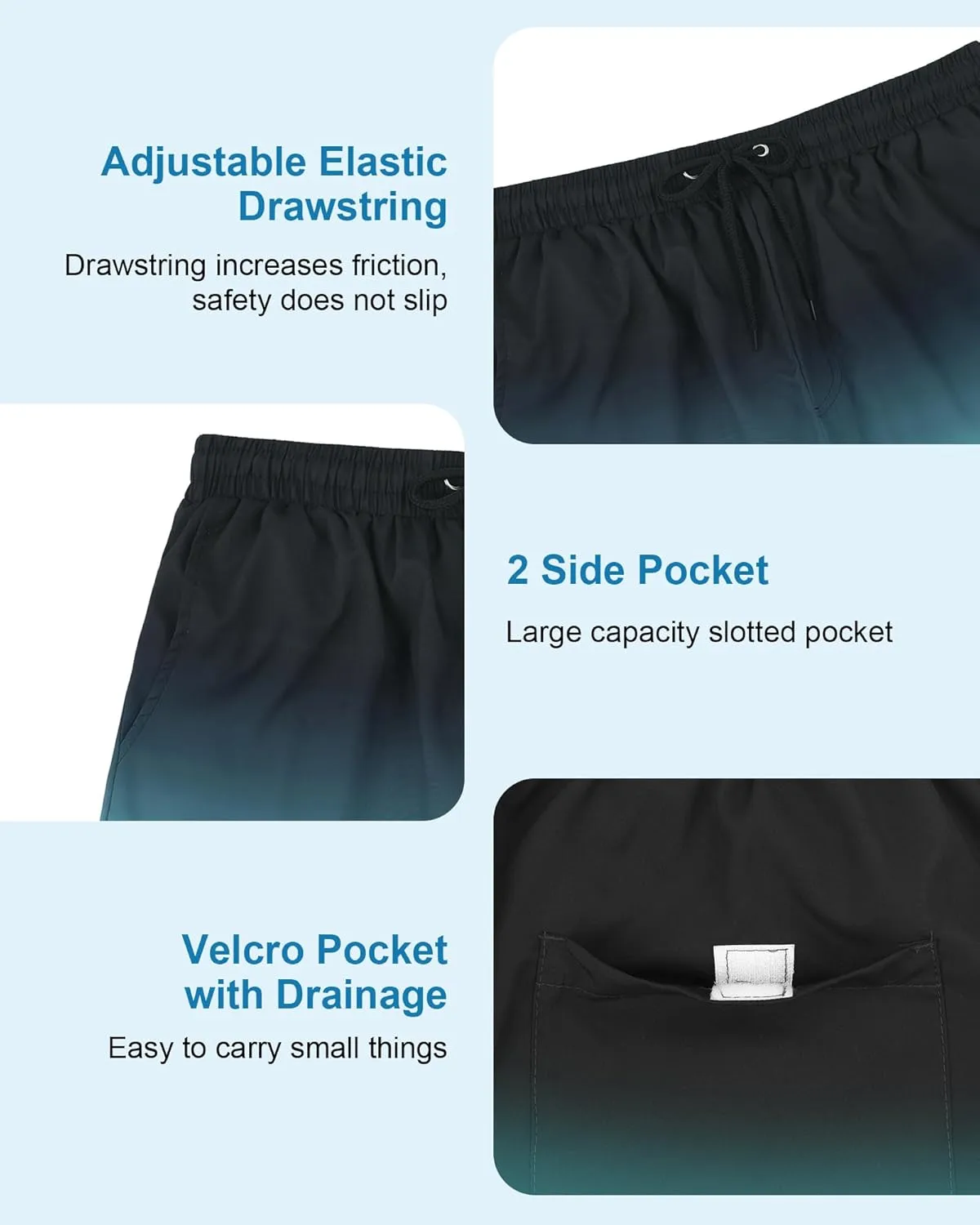American Trends Men's Swim Trunks Board Shorts Quick Dry Mens Swimming Trunks with Compression Liner