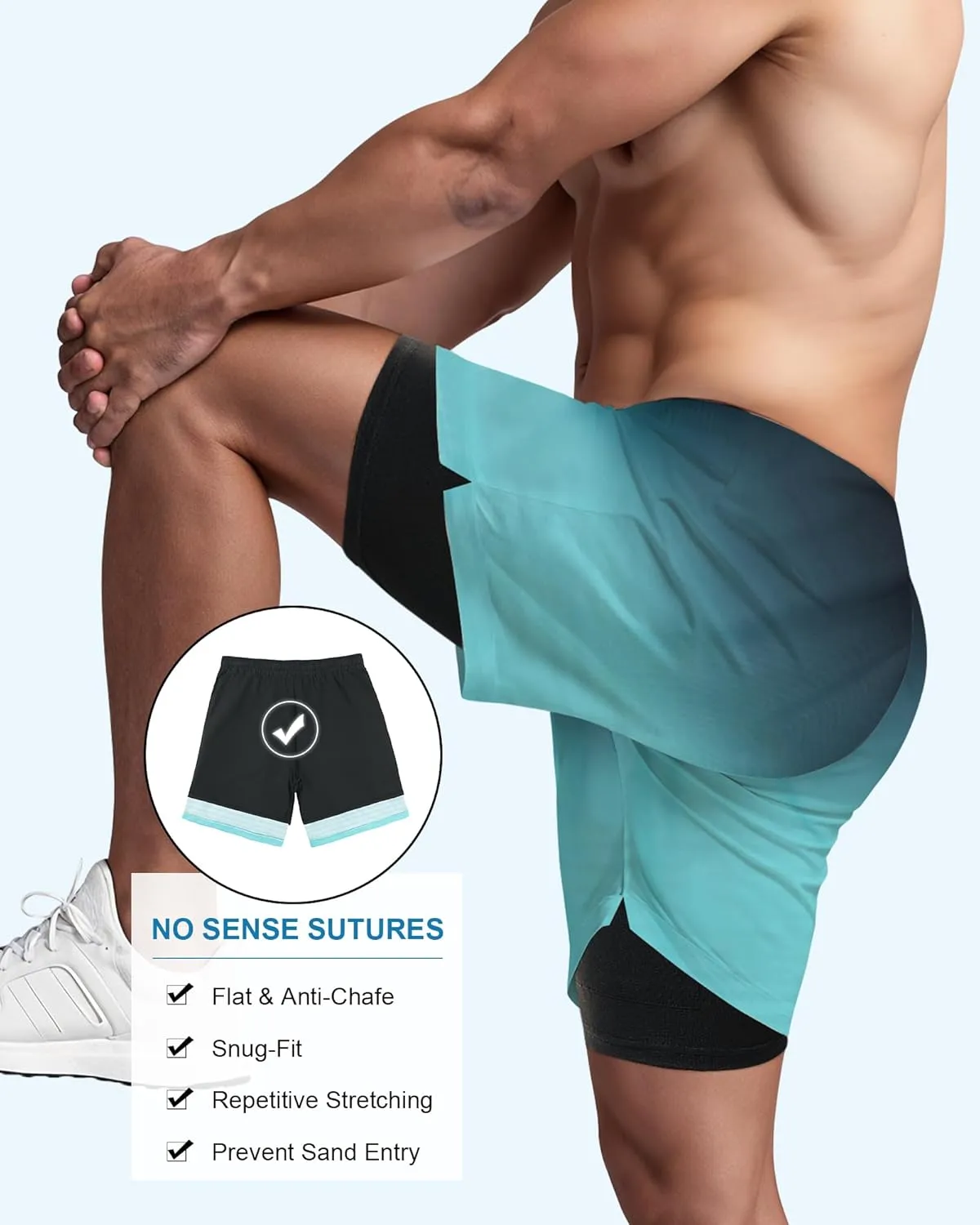 American Trends Men's Swim Trunks Board Shorts Quick Dry Mens Swimming Trunks with Compression Liner