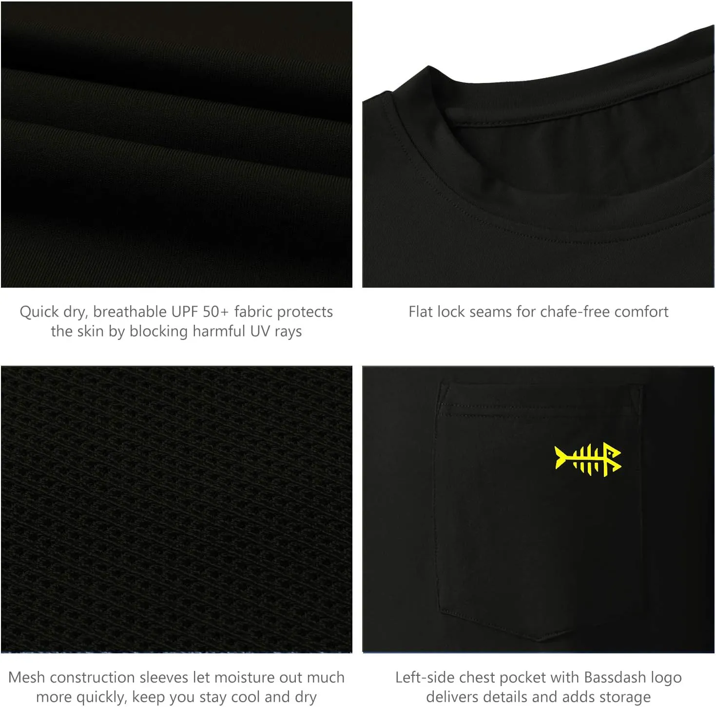 BASSDASH Men??s UPF 50  Performance Long Sleeve T-Shirt UV Sun Protection Fishing Hiking Sports Shirts