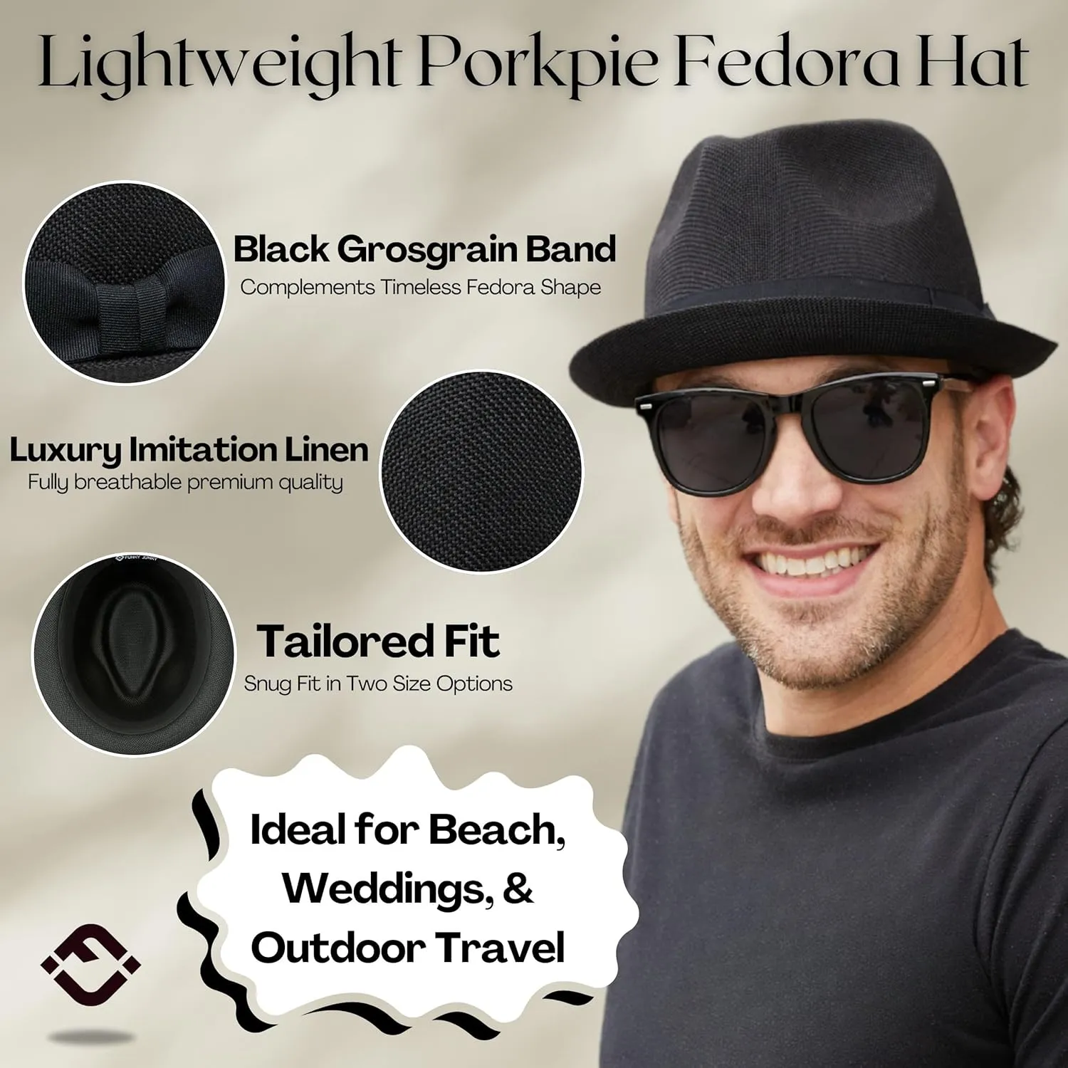 Funky Junque Premium Fedora Hat - Stylish Sun Protection for Men & Women - Perfect for Summer Beach, Travel & Outdoors