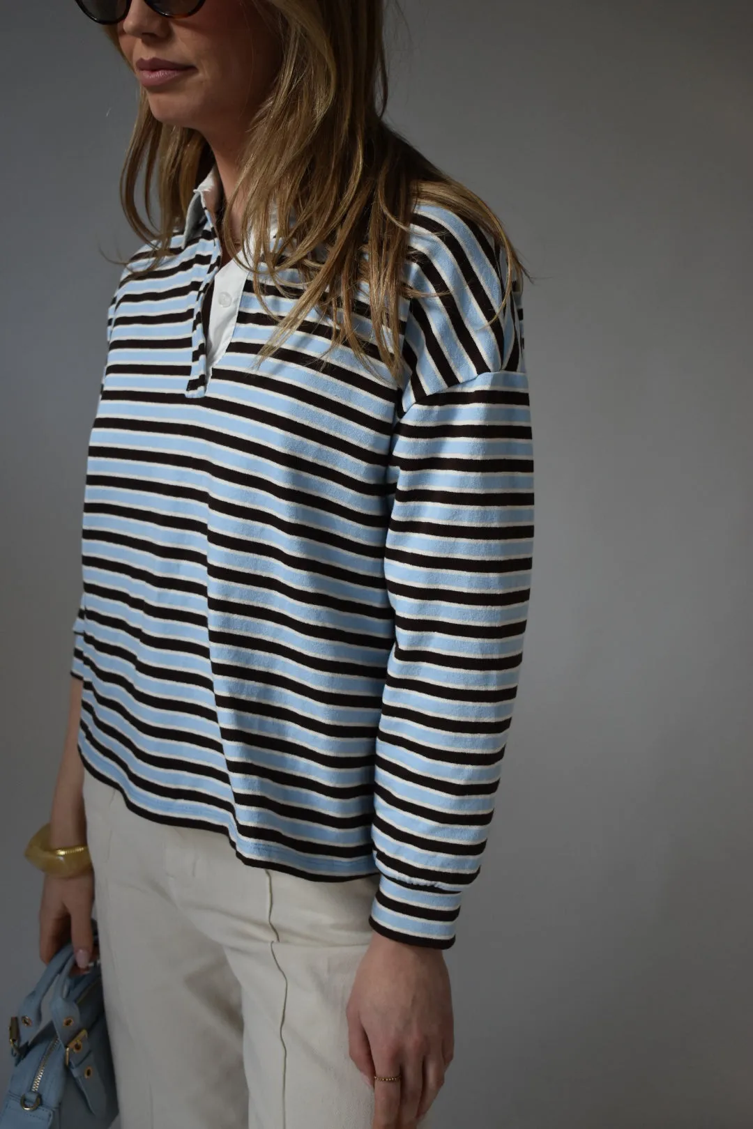 Gestreepte trendy polo - Blauw