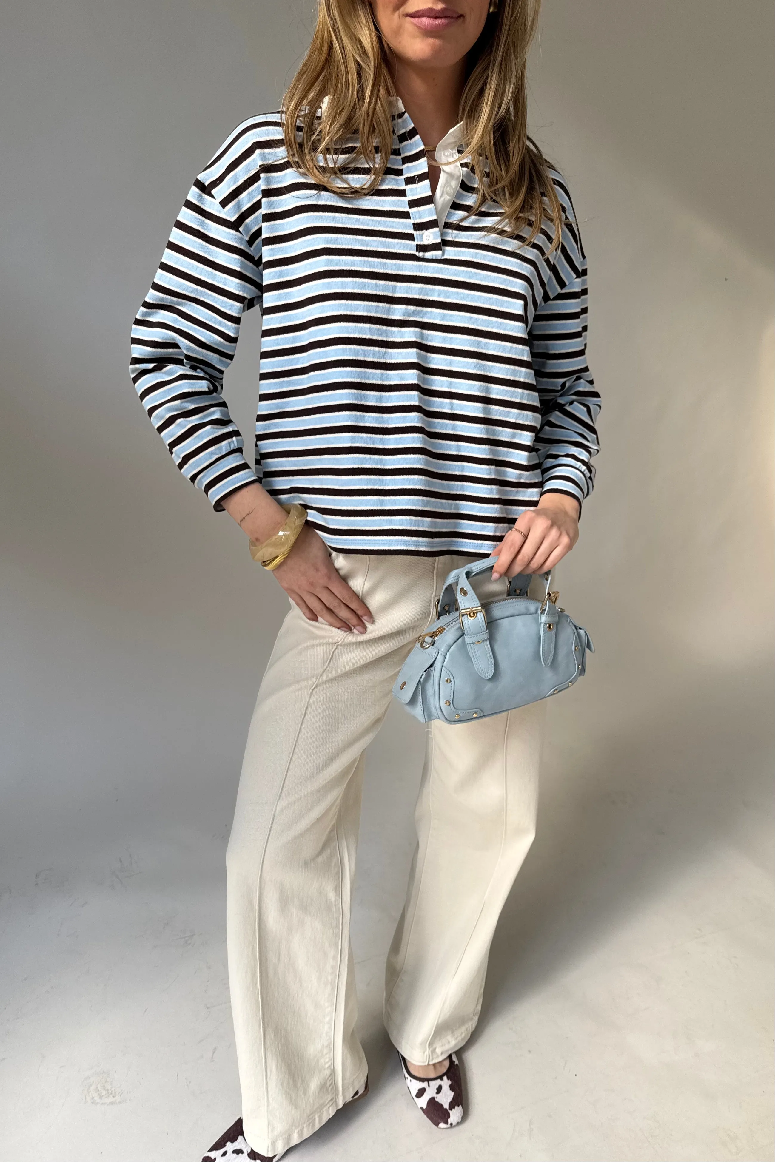 Gestreepte trendy polo - Blauw