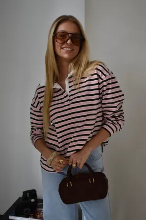 Gestreepte trendy polo - Roze