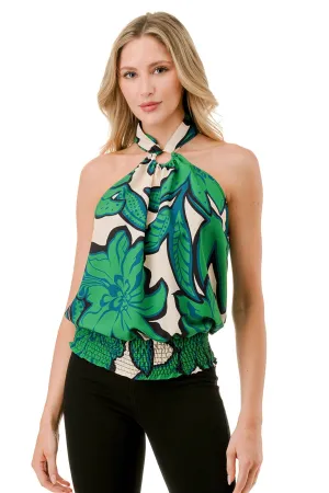 Green Keyhole Halter Top
