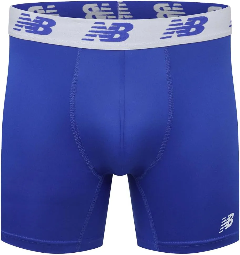 New Balance Men's No Fly Trunks Underwear, Jacquard Waistband, Breathable Lightweight, Moisture Wicking (3 Pack)