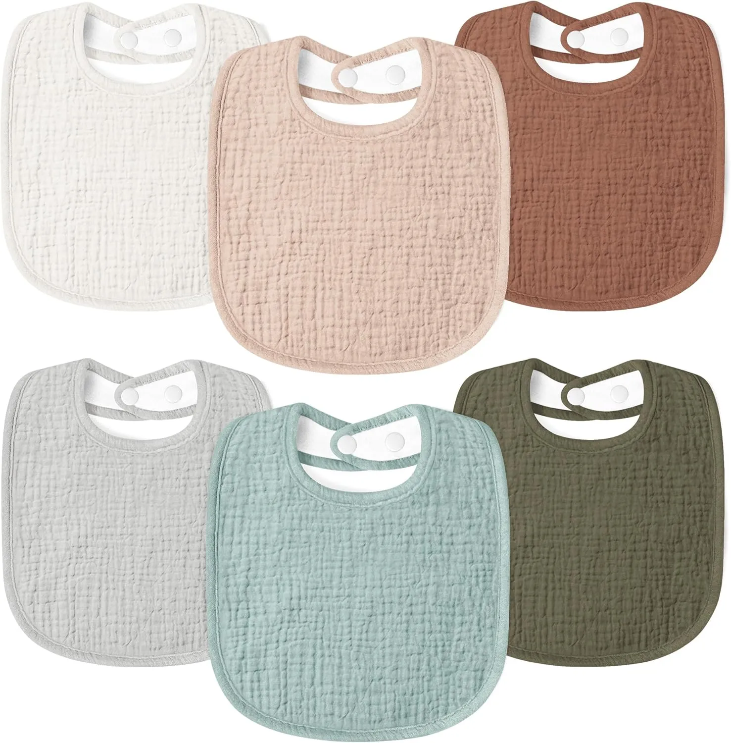 Susurration Muslin Baby Drool Bibs 6Pack Soft Square Adjustable Baby Bandana Bibs for Unisex Girls & Boys