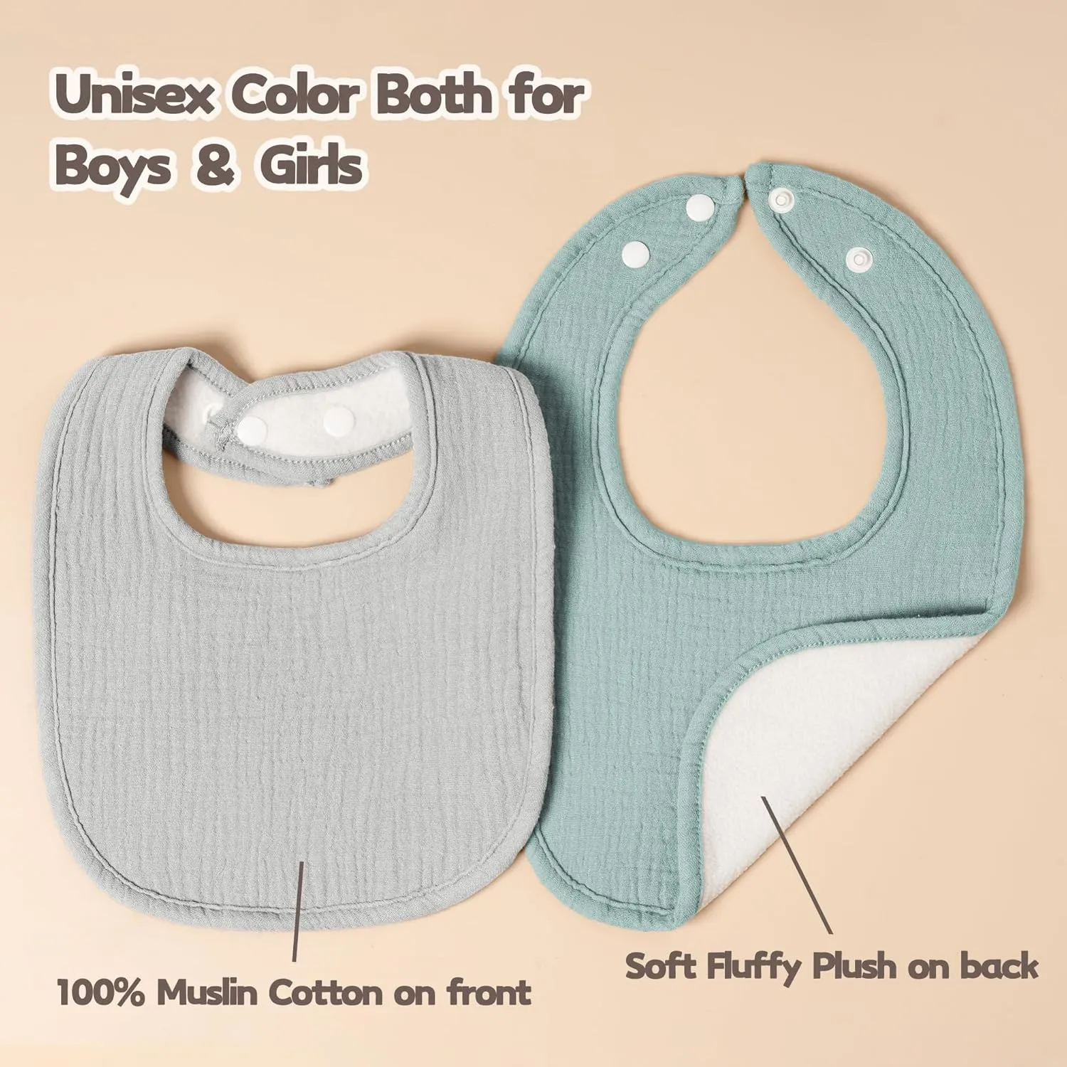Susurration Muslin Baby Drool Bibs 6Pack Soft Square Adjustable Baby Bandana Bibs for Unisex Girls & Boys